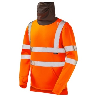 Leo Workwear SS06-O COMBESGATE ISO 20471 Class 3 Snood EcoViz Sweatshirt Orange